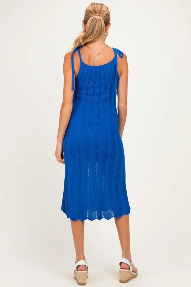 Blue Tied Shoulder Strap Maternity Midi Dress sold by Pinkblush product image thumbnail 3