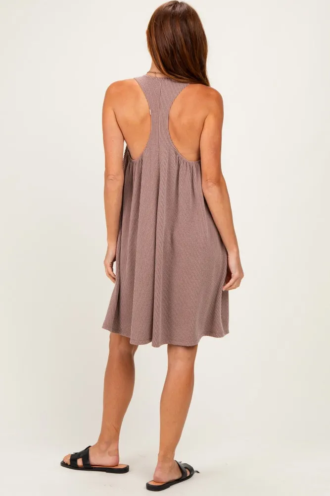 Mocha Ribbed Sleeveless Open Back Midi Dress sold by Pinkblush product image thumbnail 3