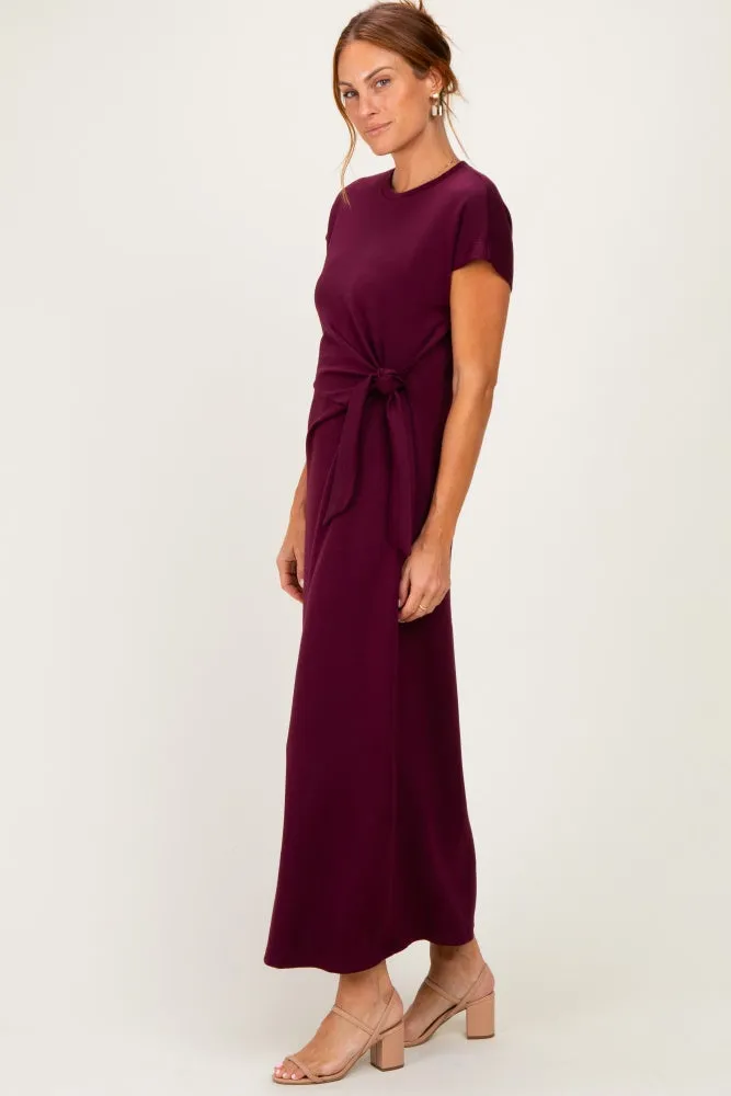 Wine Side Tie Short Sleeve Midi Dress sold by Pinkblush product image thumbnail 2