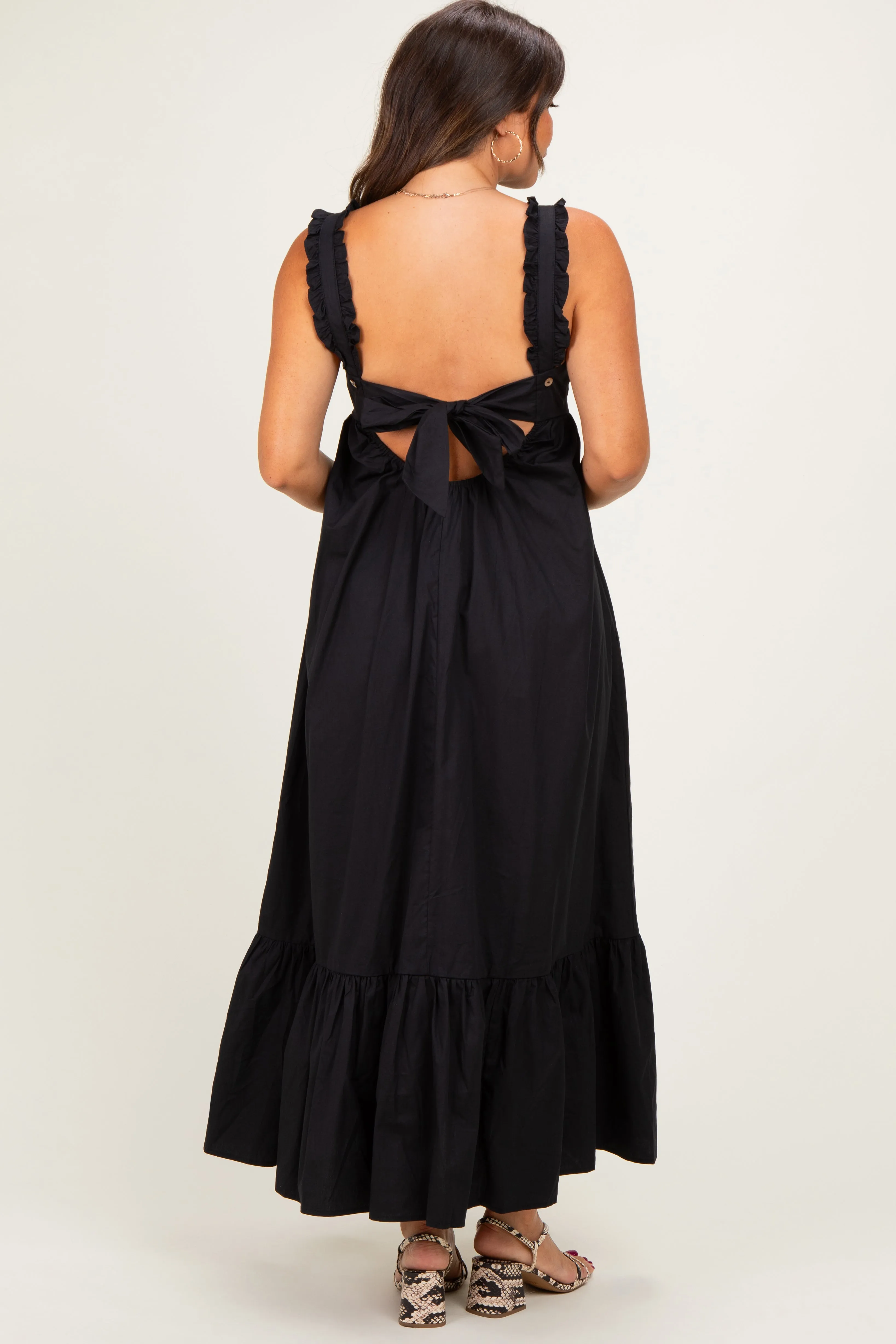 Black Cutout Tie Back Maternity Midi Dress sold by Pinkblush product image thumbnail 3