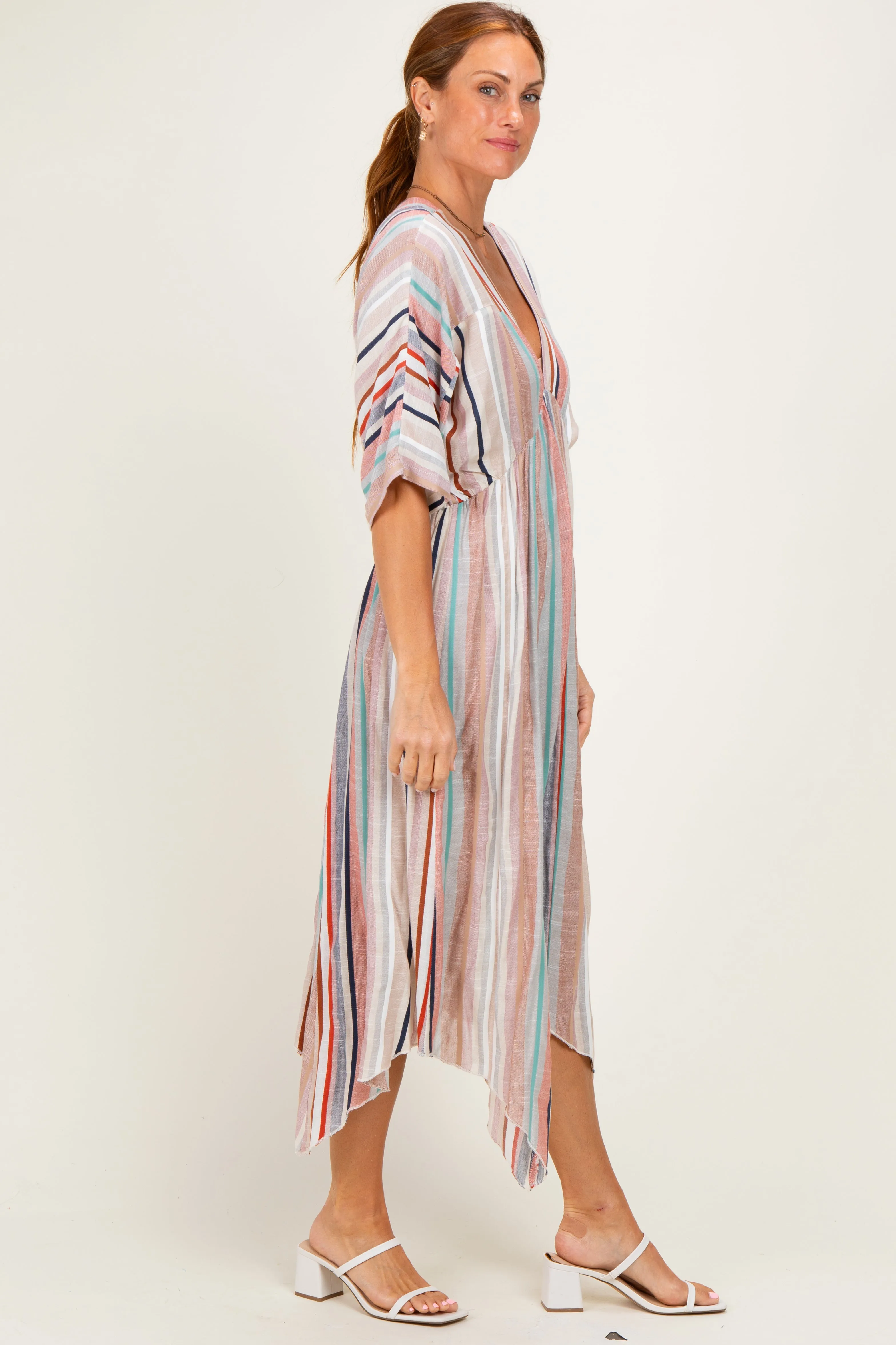 White Multi Printed Deep V-Neck Maxi Dress sold by Pinkblush product image thumbnail 2