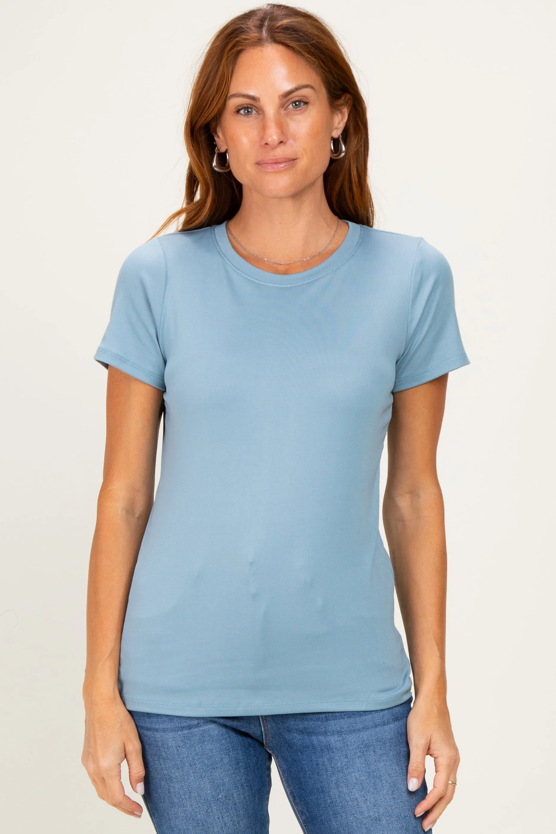 Slate Basic Crew Neck Tee sold by Pinkblush