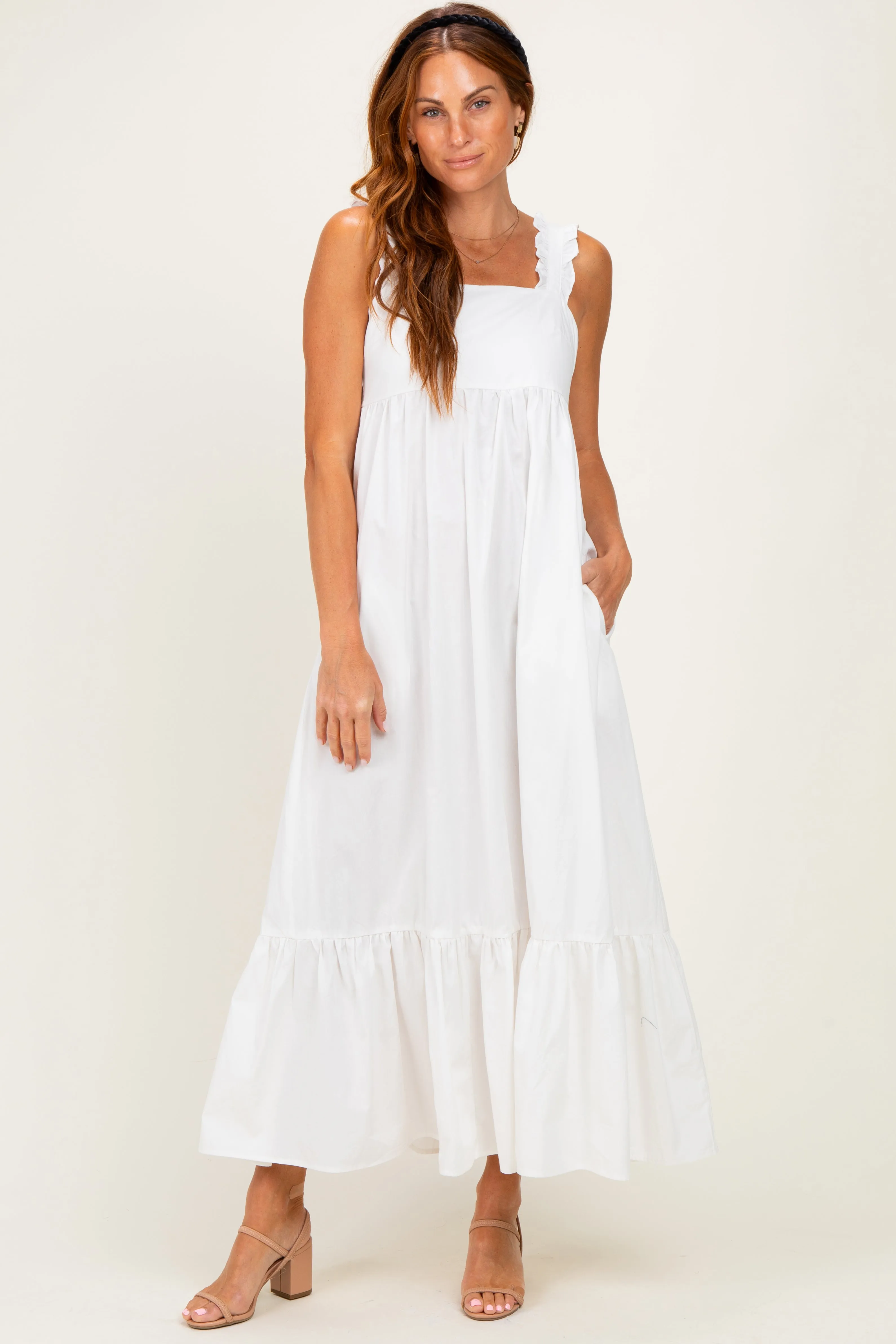 White Cutout Tie Back Midi Dress sold by Pinkblush