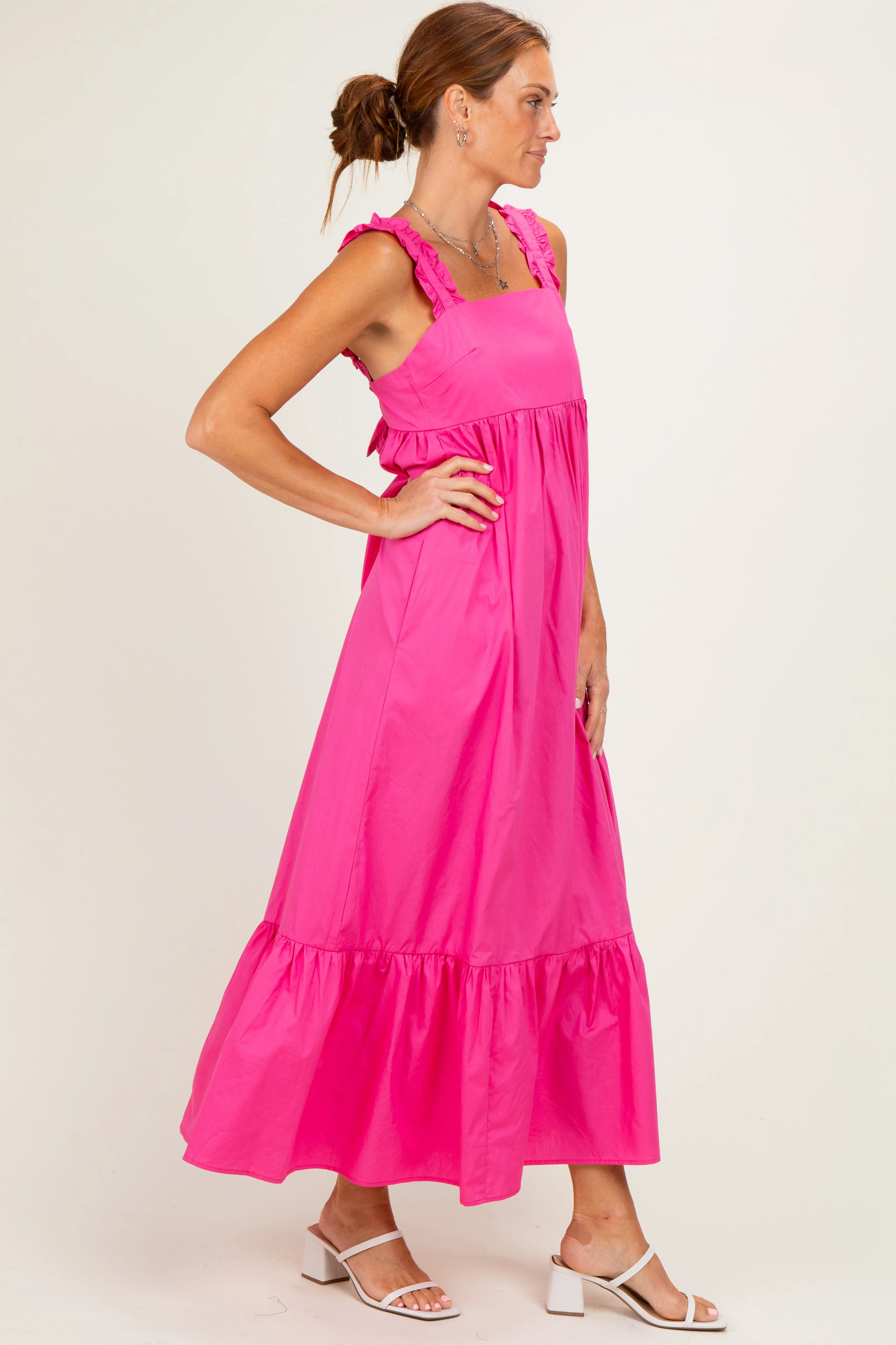 Hot Pink Cutout Tie Back Midi Dress sold by Pinkblush product image thumbnail 2