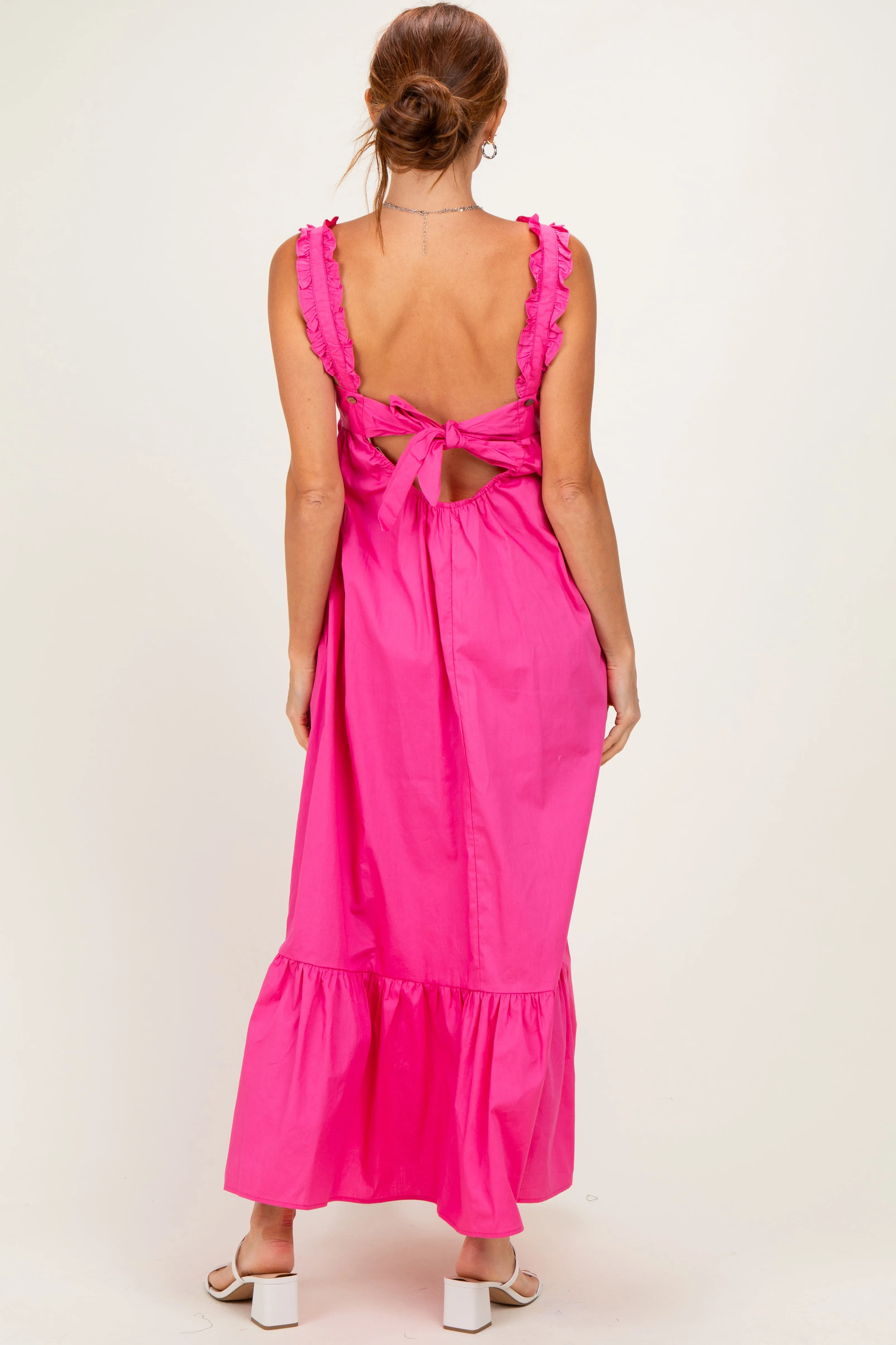 Hot Pink Cutout Tie Back Midi Dress sold by Pinkblush product image thumbnail 3