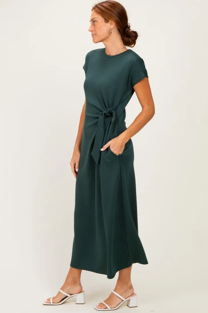Forest Green Side Tie Short Sleeve Midi Dress sold by Pinkblush product image thumbnail 2