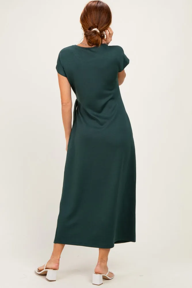 Forest Green Side Tie Short Sleeve Midi Dress sold by Pinkblush product image thumbnail 3