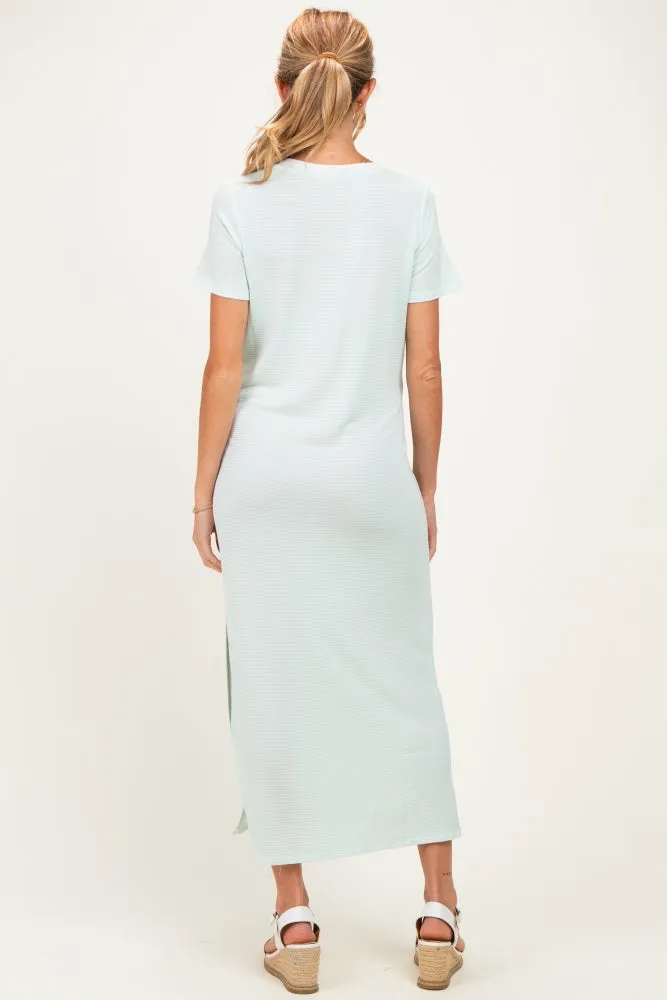 Ivory/ Mint Striped Short Sleeve Maternity Maxi Dress sold by Pinkblush product image thumbnail 3
