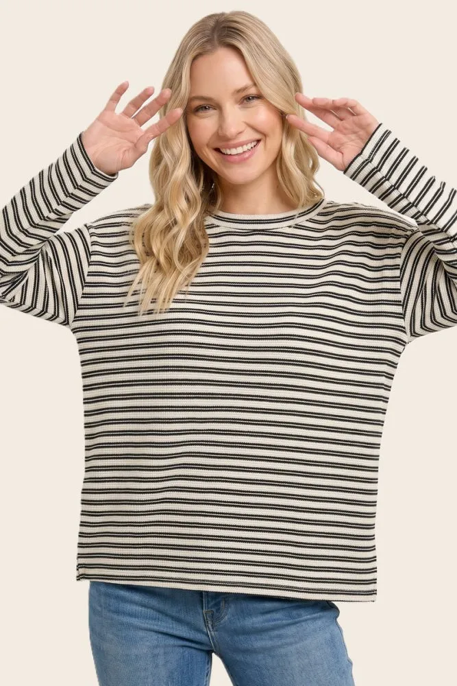 Hunter Green Striped Long Sleeve Top sold by Pinkblush product image thumbnail 2