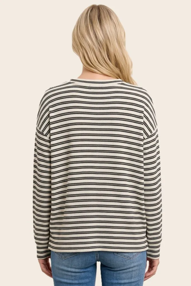 Hunter Green Striped Long Sleeve Top sold by Pinkblush product image thumbnail 3
