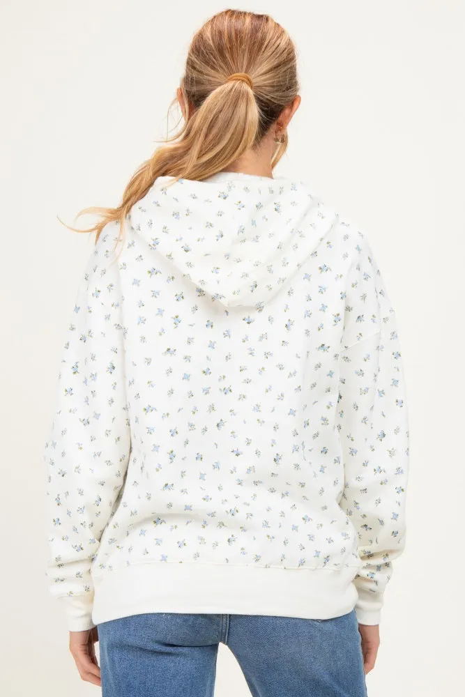 Blue Floral French Terry Maternity Hoodie sold by Pinkblush product image thumbnail 4