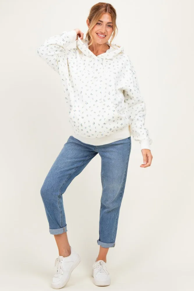 Blue Floral French Terry Maternity Hoodie sold by Pinkblush product image thumbnail 2