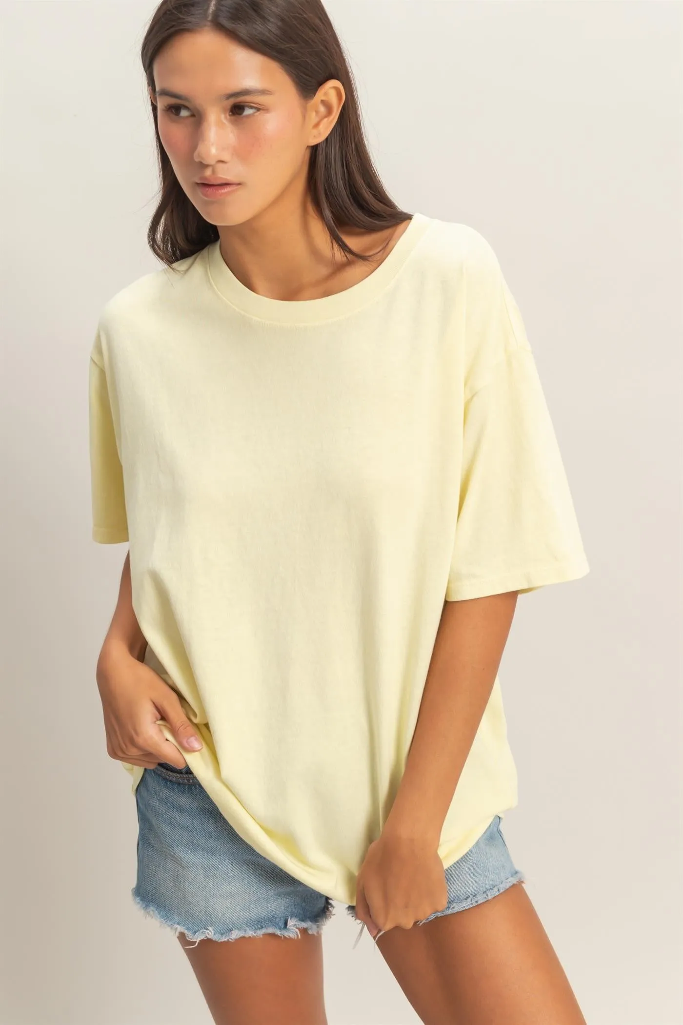 Yellow Crew Neck T-Shirt sold by Pinkblush