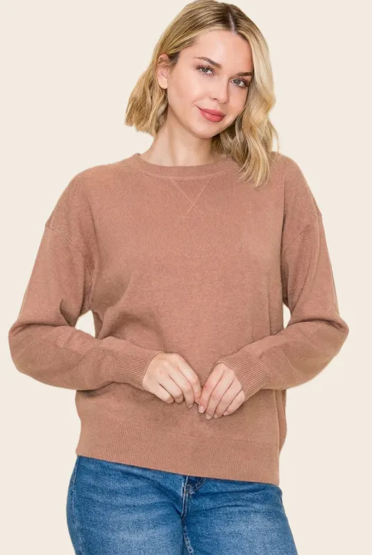 Light Camel Basic Pullover Sweater made by Staccato