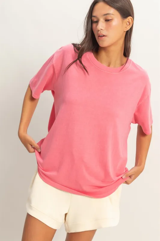 Pink Crew Neck T-Shirt made by HYFVE