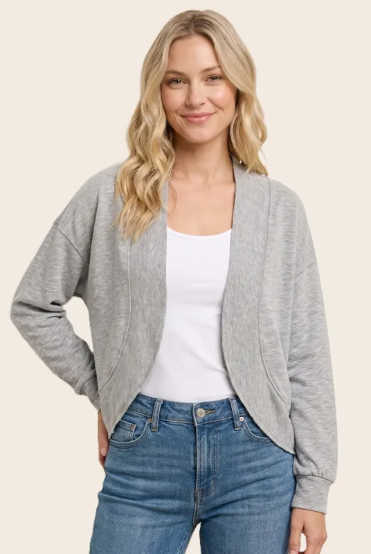 Heather Grey French Terry Shrug Cardigan made by Staccato