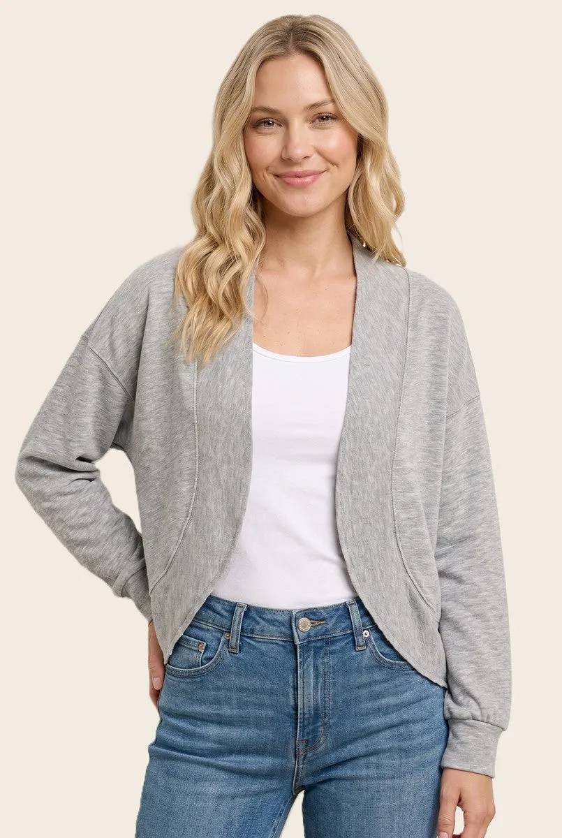 Heather Grey French Terry Shrug Cardigan sold by Pinkblush