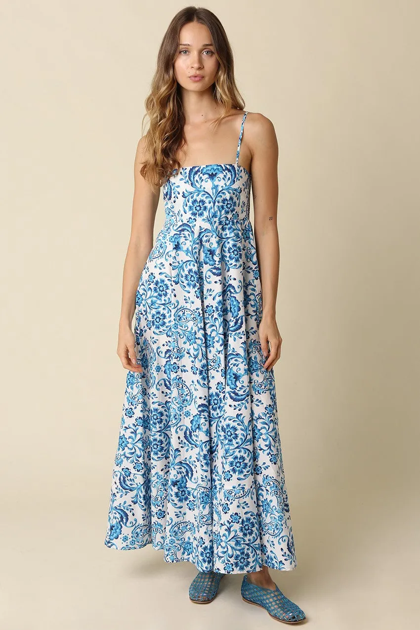 Blue Floral Damask Maxi Dress sold by Pinkblush