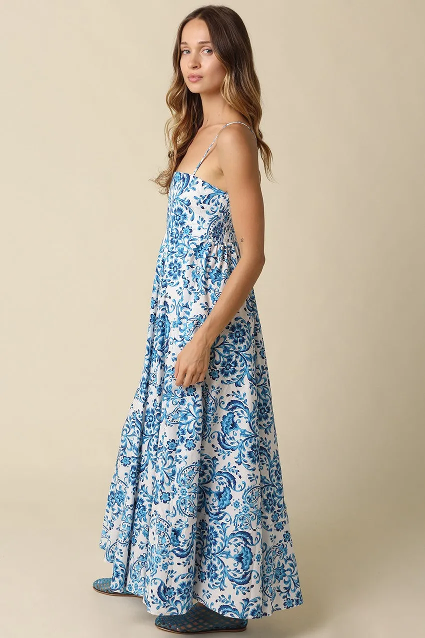 Blue Floral Damask Maxi Dress sold by Pinkblush product image thumbnail 2
