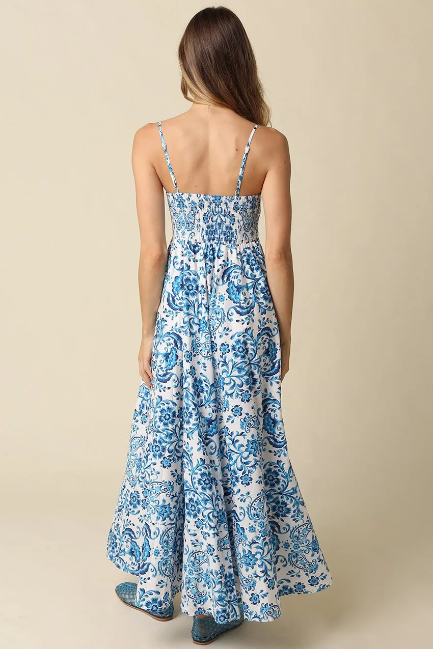 Blue Floral Damask Maxi Dress sold by Pinkblush product image thumbnail 3
