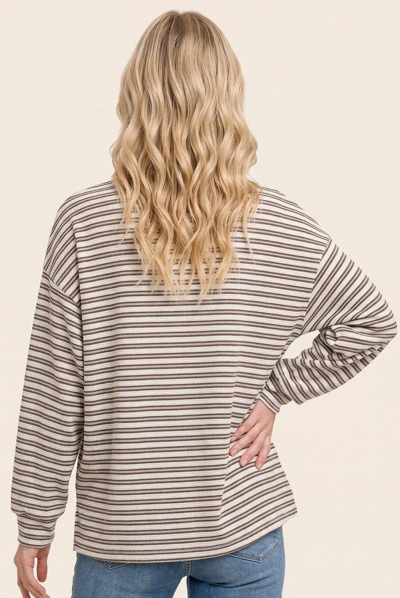 Brown Striped Long Sleeve Top sold by Pinkblush product image thumbnail 2