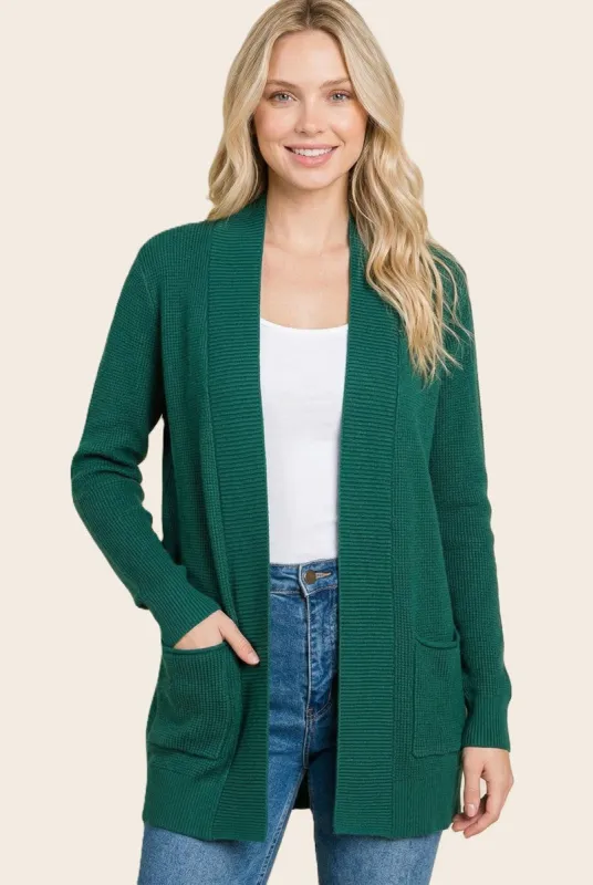 Forest Mini Waffle Knit Sweater Cardigan made by Staccato
