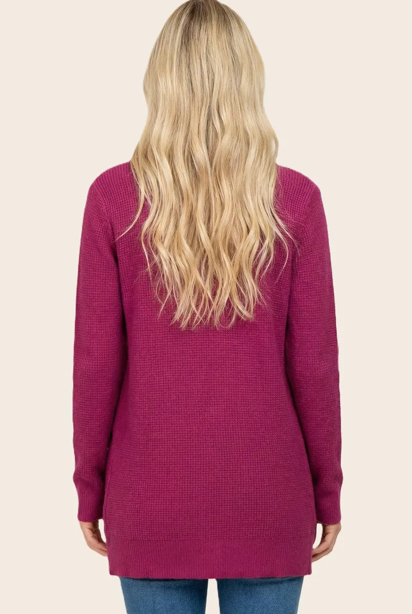 Plum Mini Waffle Knit Sweater Cardigan sold by Pinkblush product image thumbnail 3