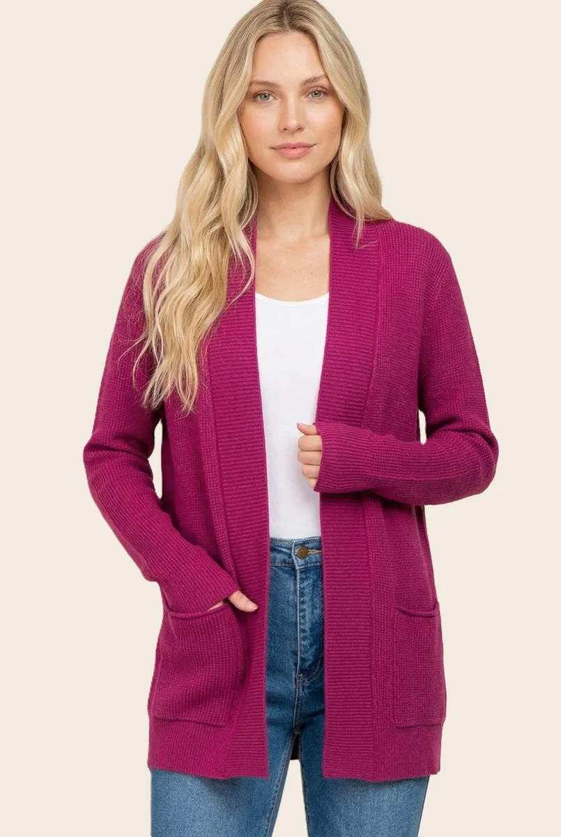 Plum Mini Waffle Knit Sweater Cardigan sold by Pinkblush product image thumbnail 2