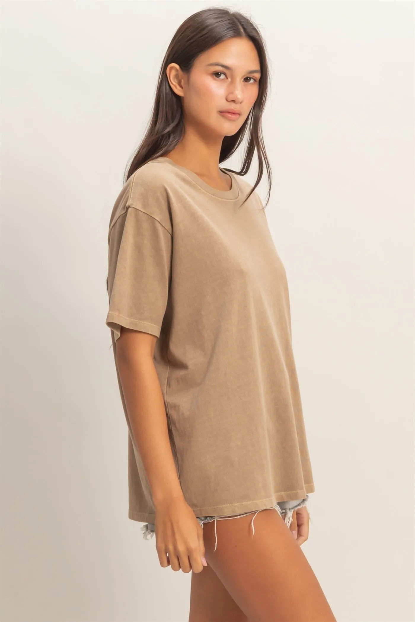 Mocha Crew Neck T-Shirt sold by Pinkblush product image thumbnail 2