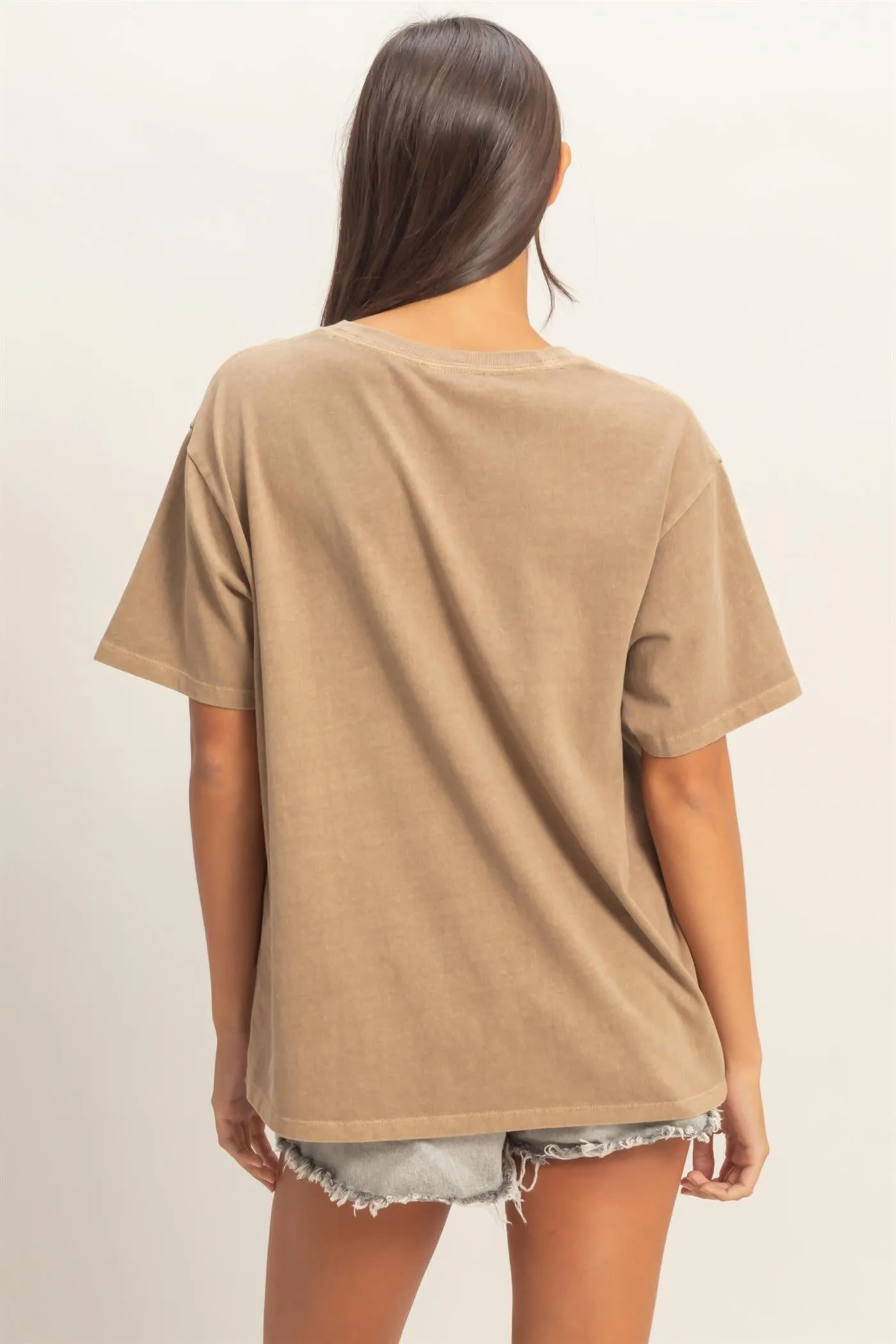 Mocha Crew Neck T-Shirt sold by Pinkblush product image thumbnail 3