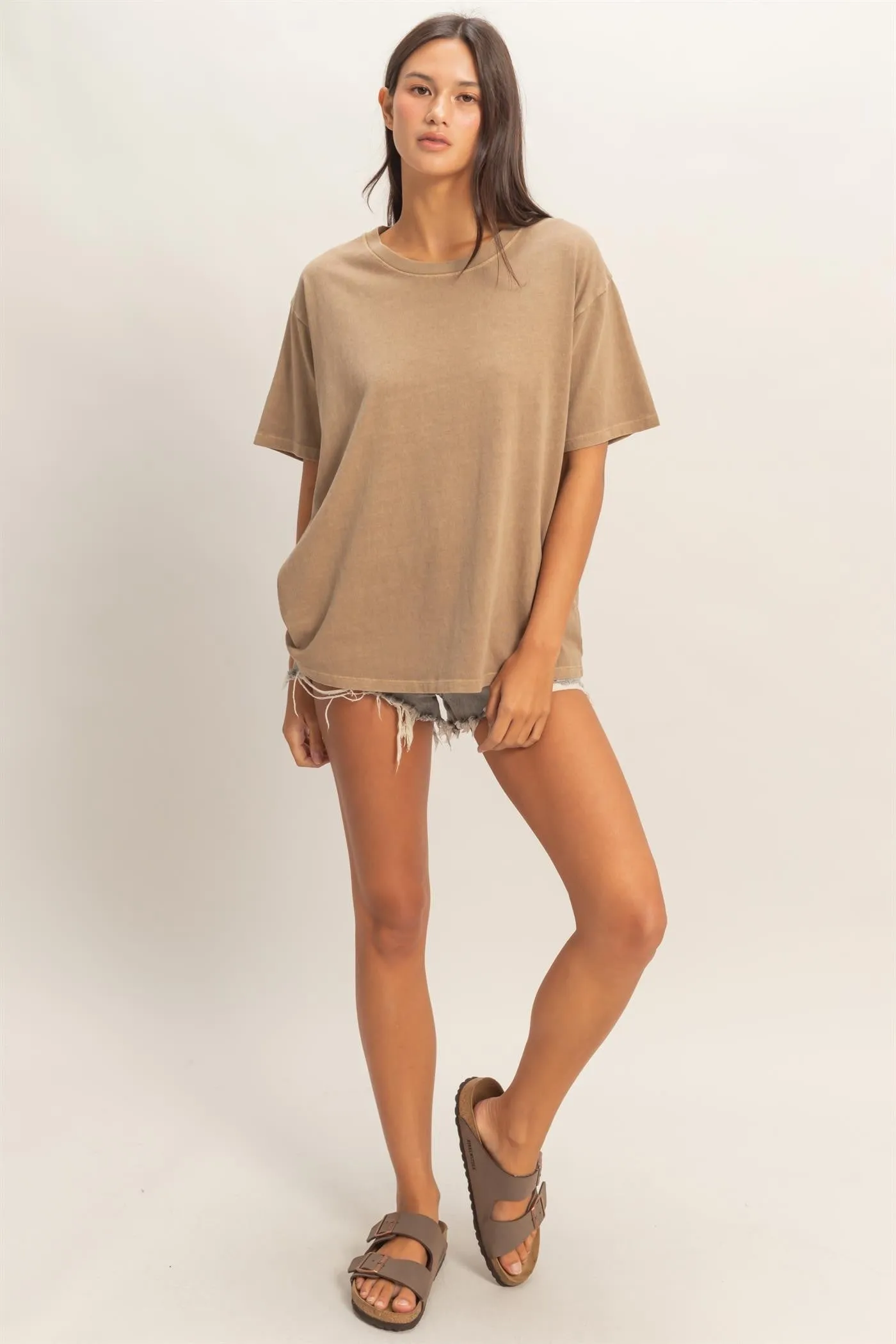 Mocha Crew Neck T-Shirt sold by Pinkblush product image thumbnail 4