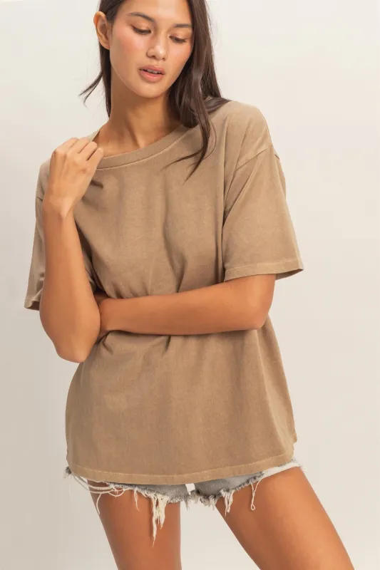 Mocha Crew Neck T-Shirt made by HYFVE