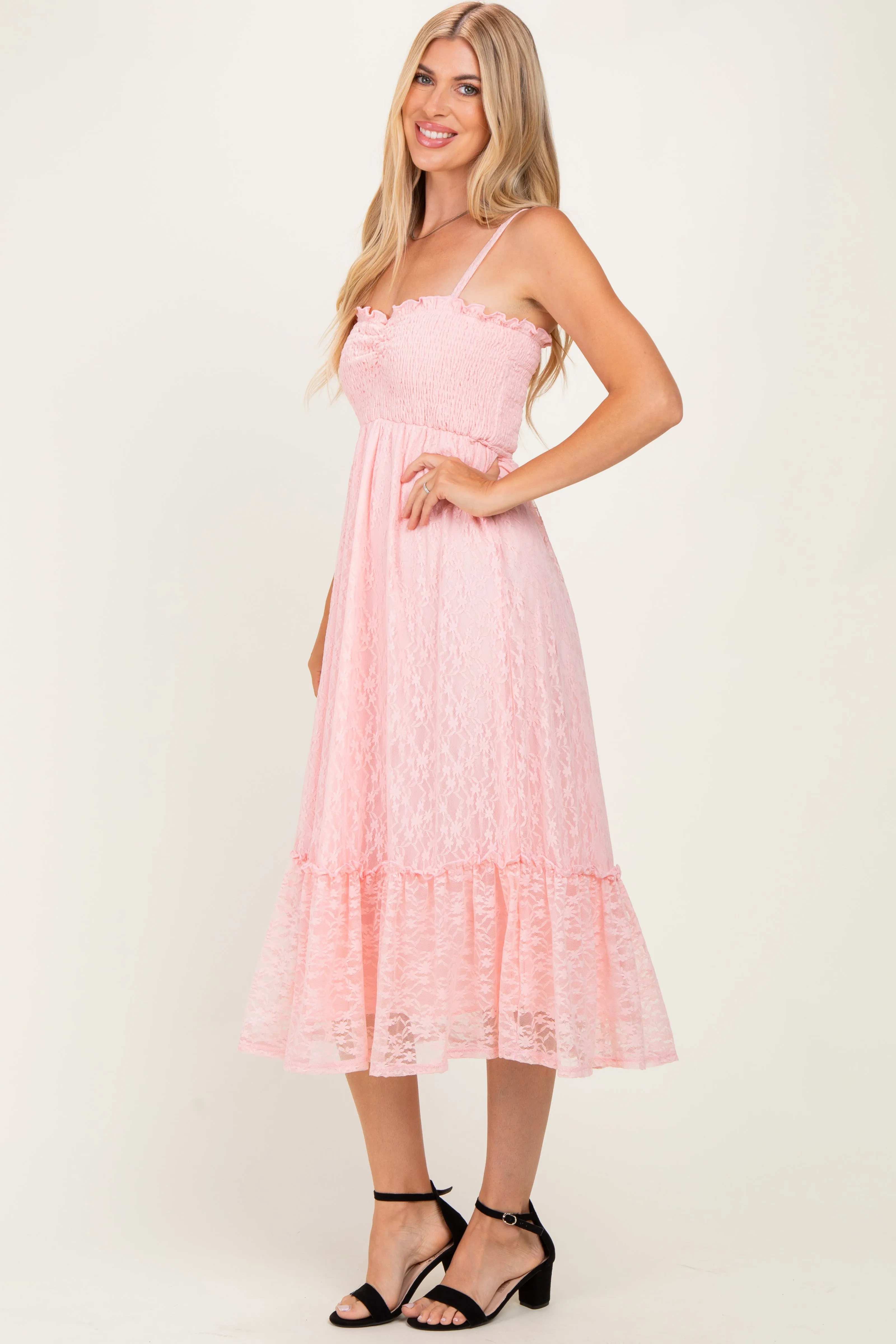 Light Pink Sleeveless Lace Maxi Dress sold by Pinkblush product image thumbnail 2