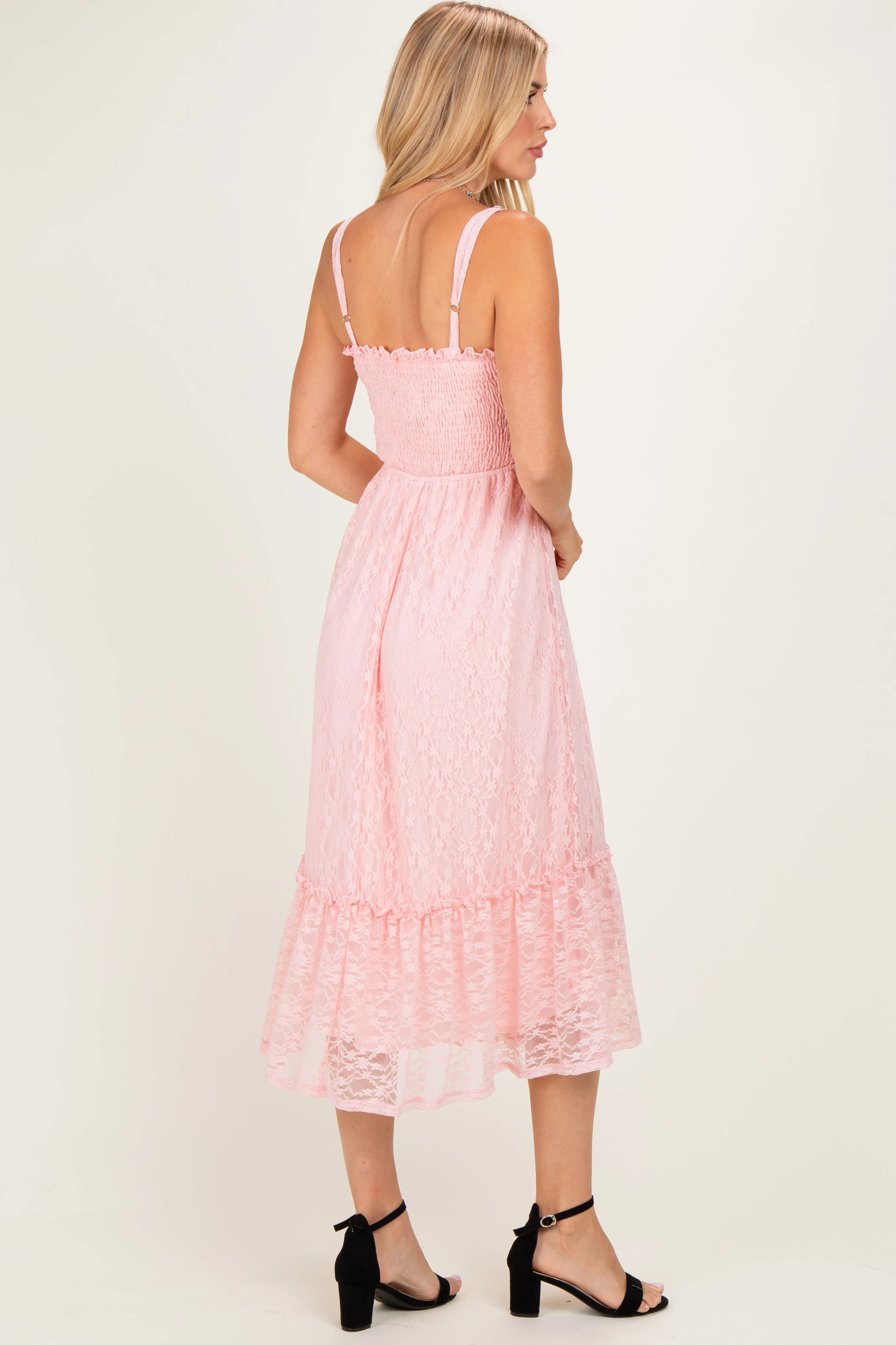 Light Pink Sleeveless Lace Maxi Dress sold by Pinkblush product image thumbnail 3