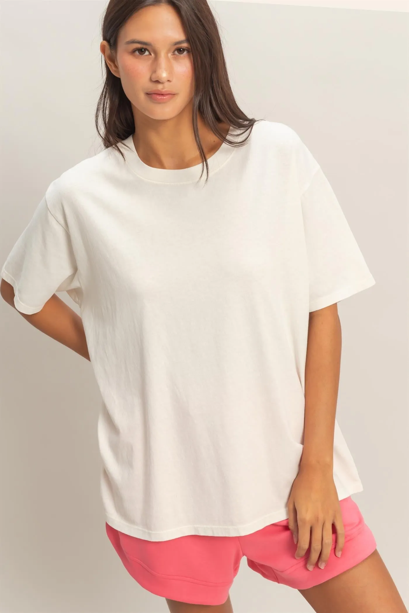 White Crew Neck T-Shirt sold by Pinkblush