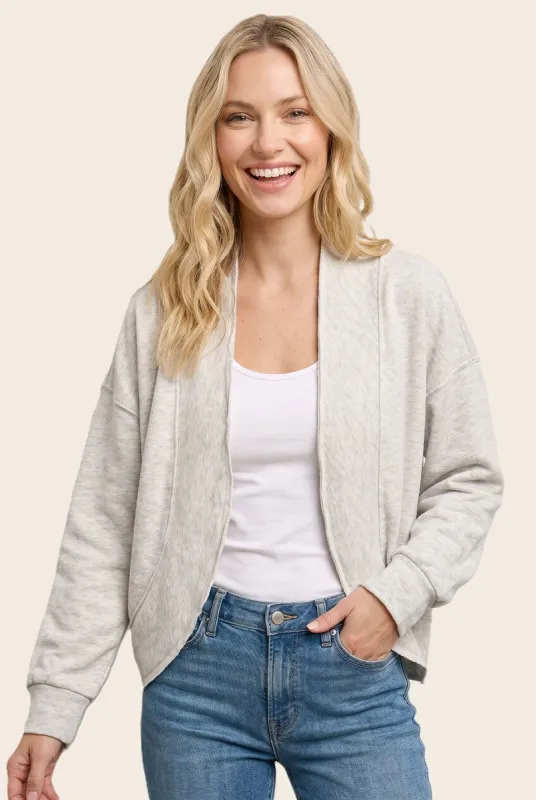 Oatmeal French Terry Shrug Cardigan made by Staccato