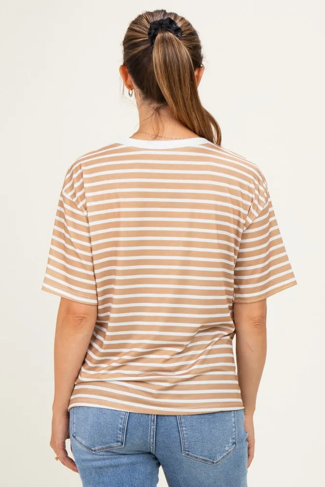 Tan Ivory Stripe Relaxed Fit Maternity Tee sold by Pinkblush product image thumbnail 4