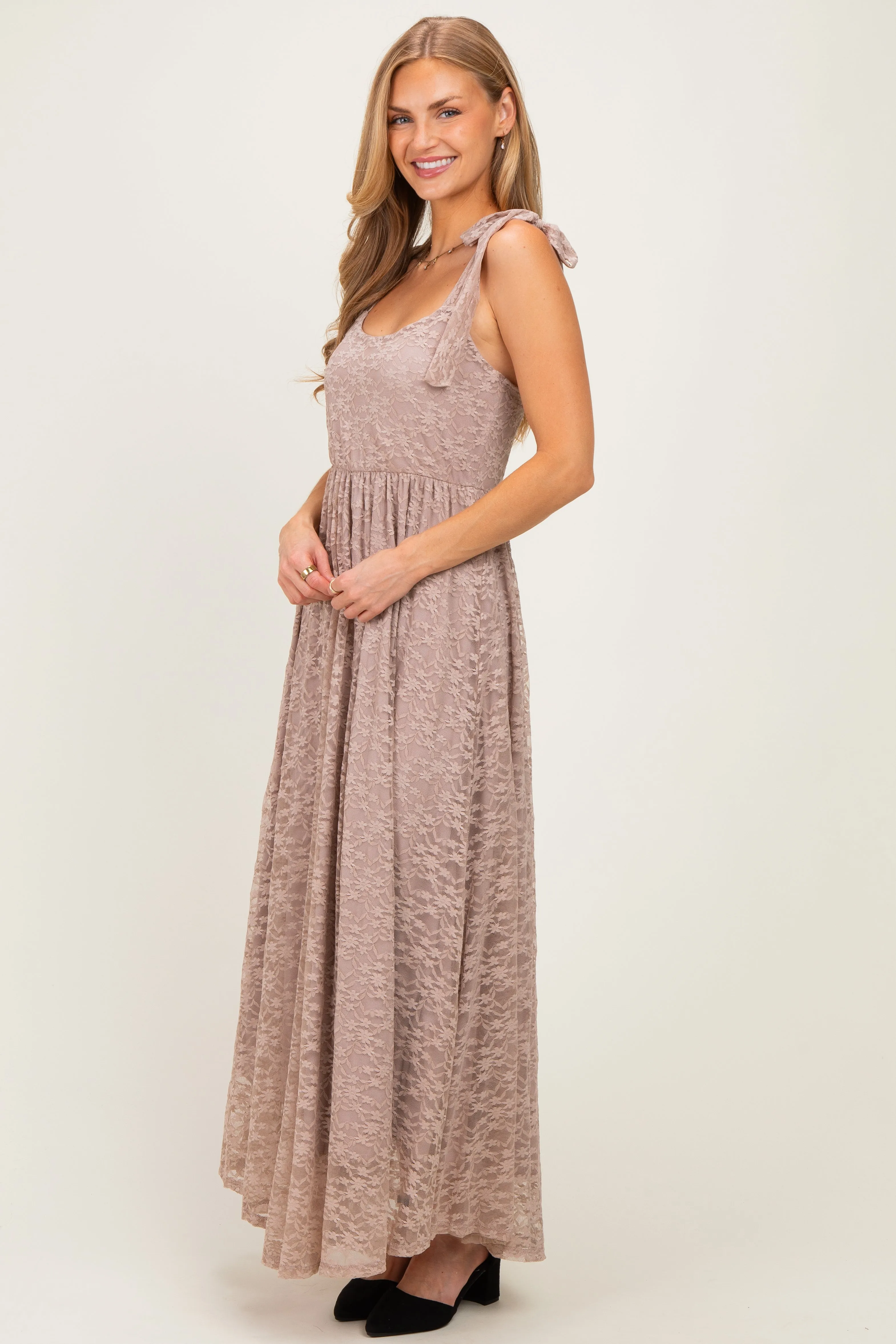 Mocha Sleeveless Lace Maxi Dress sold by Pinkblush product image thumbnail 2