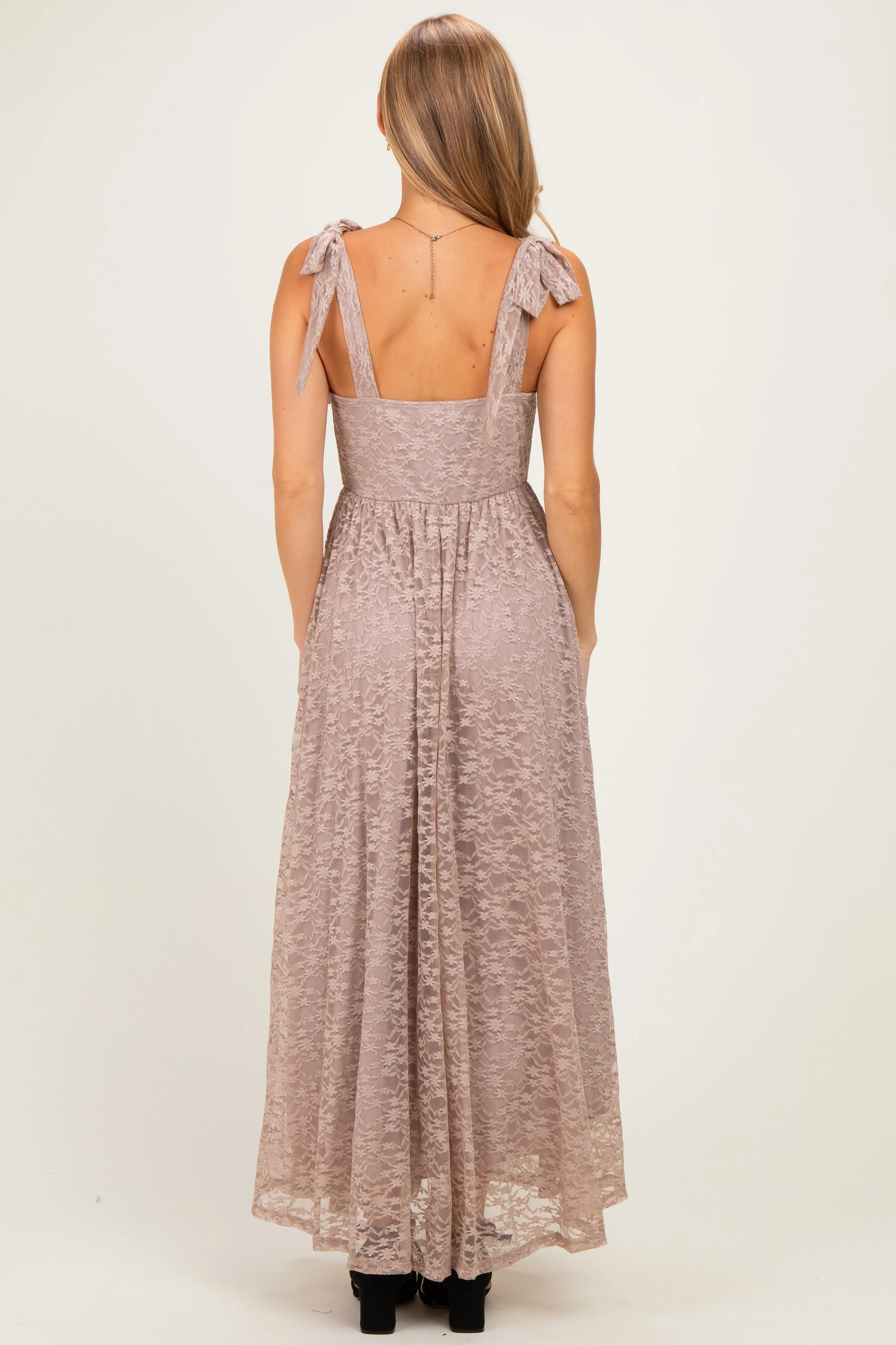 Mocha Sleeveless Lace Maxi Dress sold by Pinkblush product image thumbnail 3