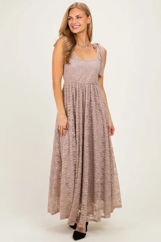 Mocha Sleeveless Lace Maxi Dress made by Pinkblush