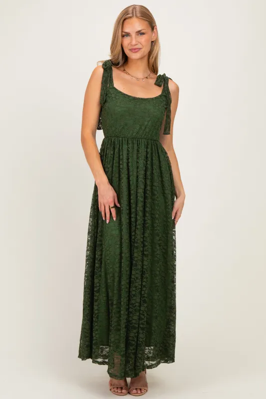 Olive Sleeveless Lace Maxi Dress made by Pinkblush