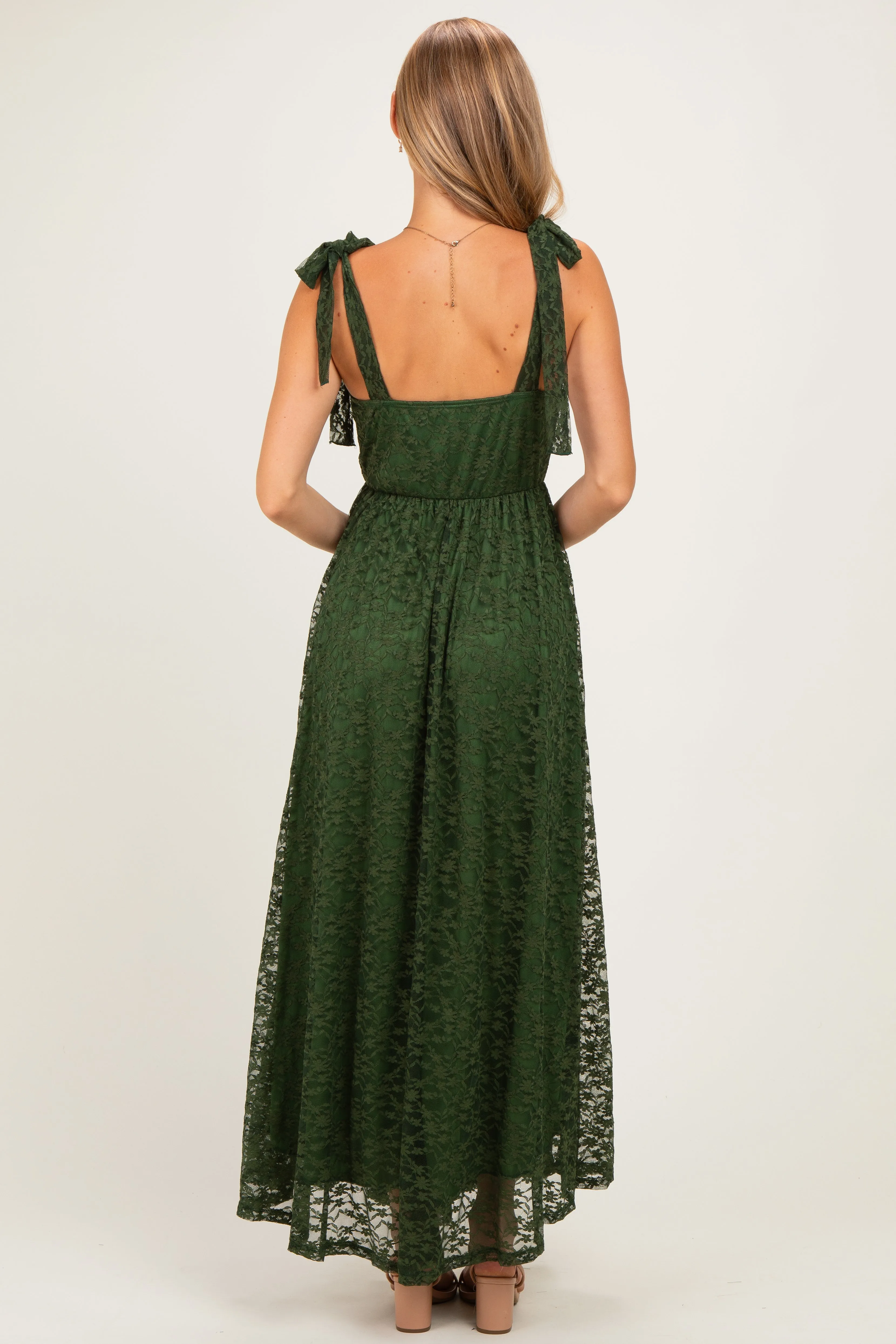 Olive Sleeveless Lace Maxi Dress sold by Pinkblush product image thumbnail 3