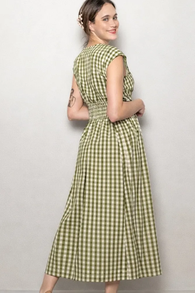 Olive Gingham Twist Front Midi Dress sold by Pinkblush product image thumbnail 3