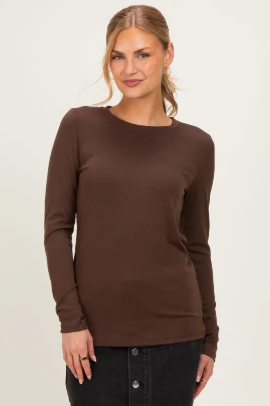 Brown Long Sleeve Top made by Pinkblush