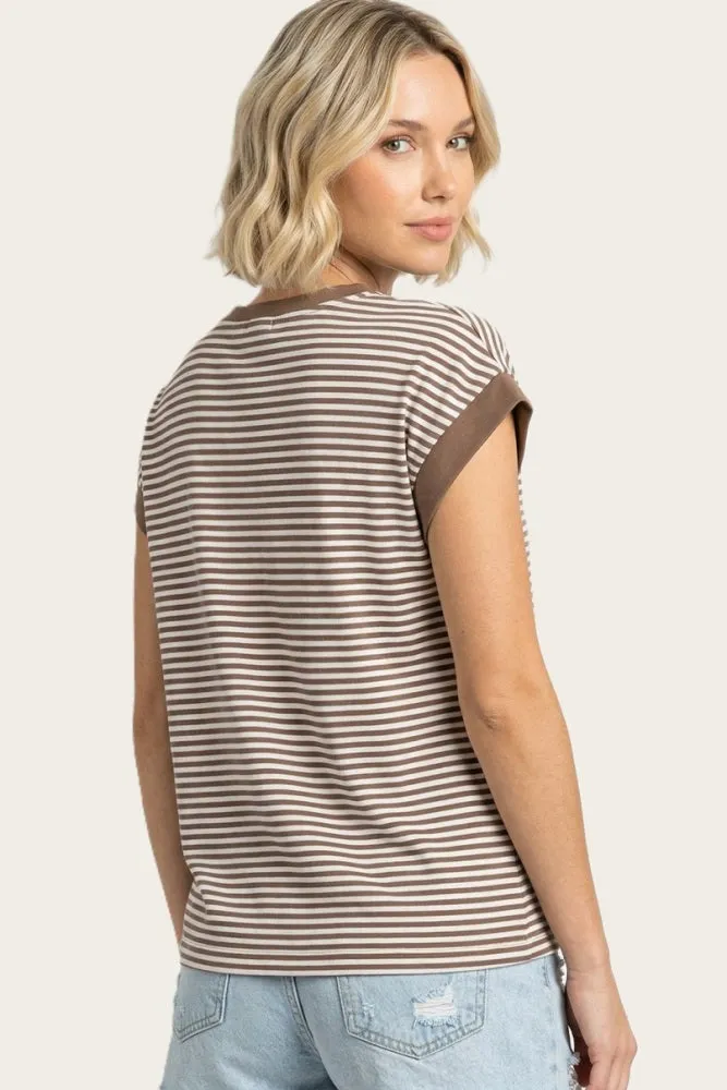 Mocha Striped Contrast Trim Top sold by Pinkblush product image thumbnail 3