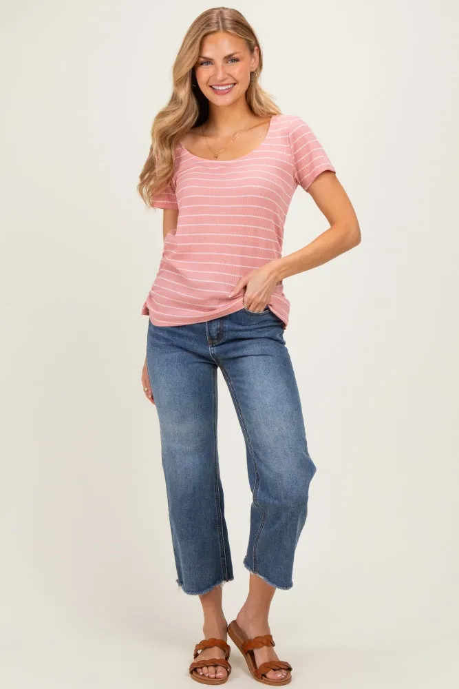Pink Stripe Ruching Short Sleeve Top sold by Pinkblush product image thumbnail 4