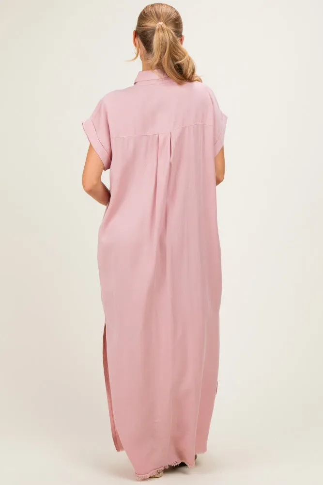 Pink Chambray Maxi Shirt Dress sold by Pinkblush product image thumbnail 4