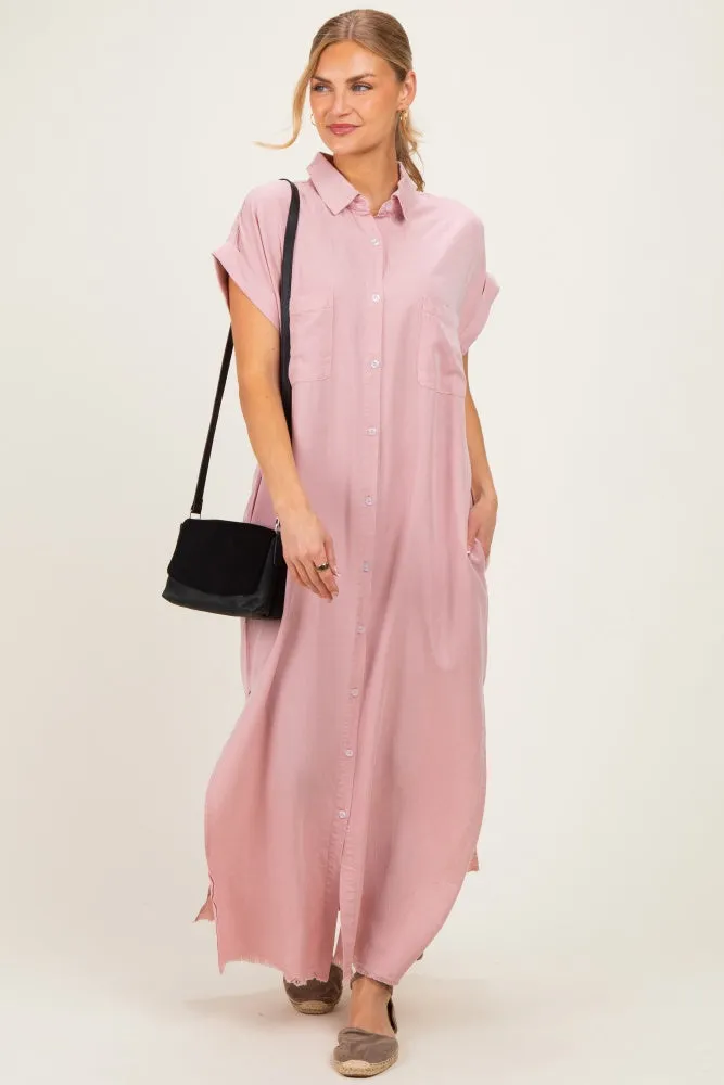 Pink Chambray Maxi Shirt Dress sold by Pinkblush product image thumbnail 2
