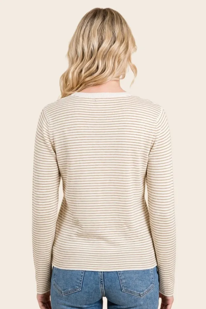 Ivory Mustard Basic Pinstripe Sweater sold by Pinkblush product image thumbnail 2