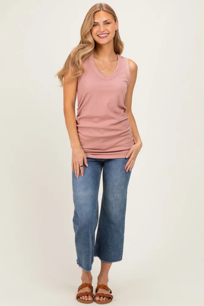 Rose Ribbed Sleeveless Ruched Tank Top sold by Pinkblush product image thumbnail 2